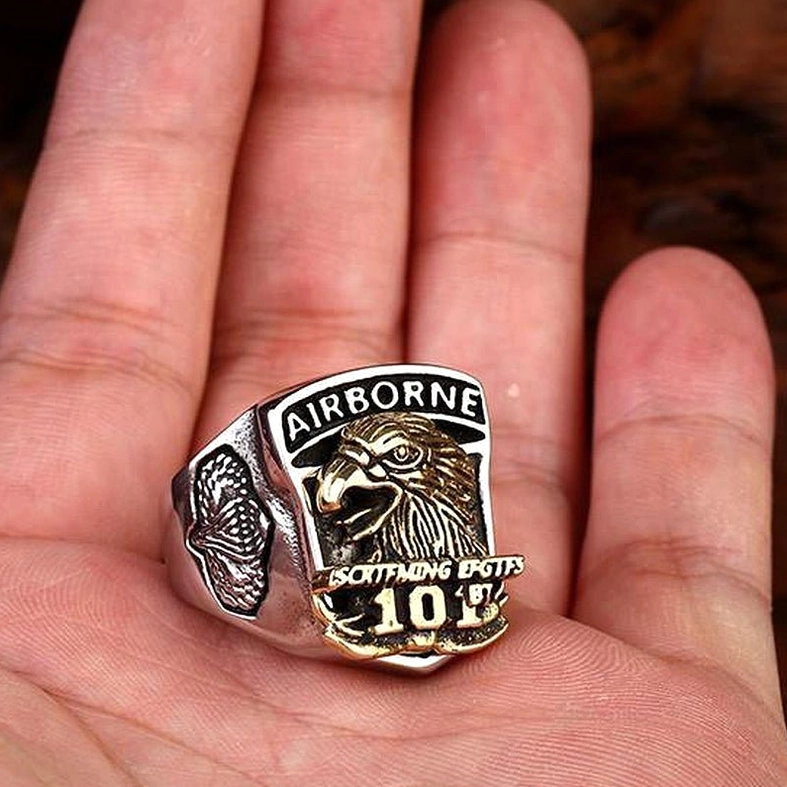 Airborne 101st Eagle Gothic Military Stainless Steel Ring - Full Detail and Craftsmanship Display