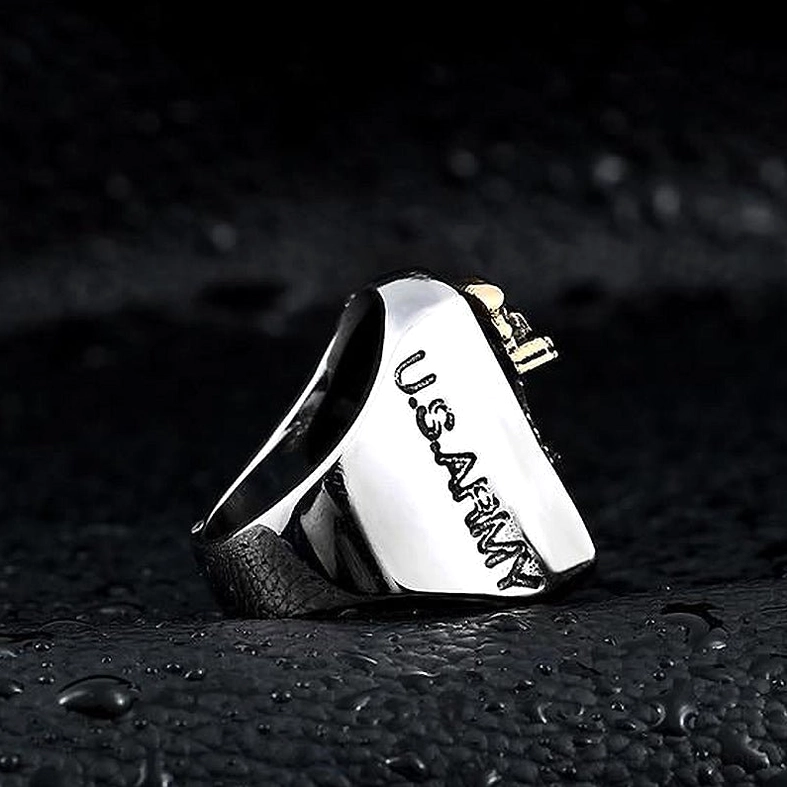 Airborne 101st Eagle Gothic Ring - Rear Side View and Outer Ring Profile