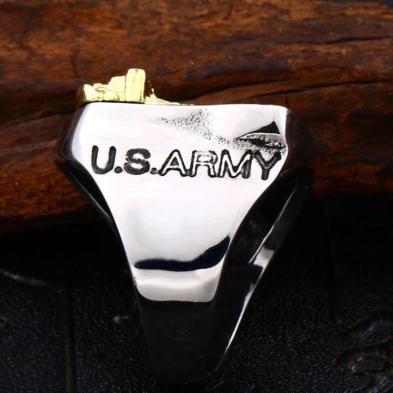 Airborne 101st Military Eagle Ring - Back Top View with U.S. ARMY Marking Detail