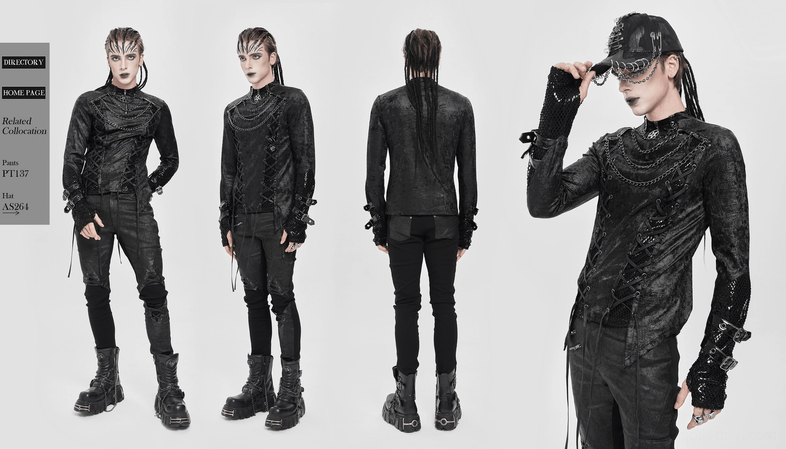 Alternative Fashion Gothic Pentagram Chain Top - Complete Styling View