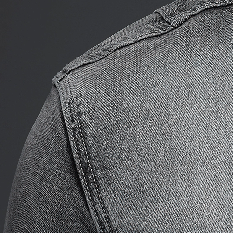 Alternative fashion grey denim jacket - goth style menswear essential