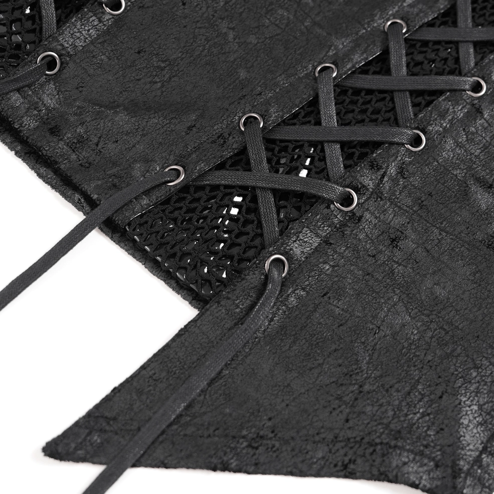 Alternative Gothic Lace-Up Men's Top with Industrial Chain Details
