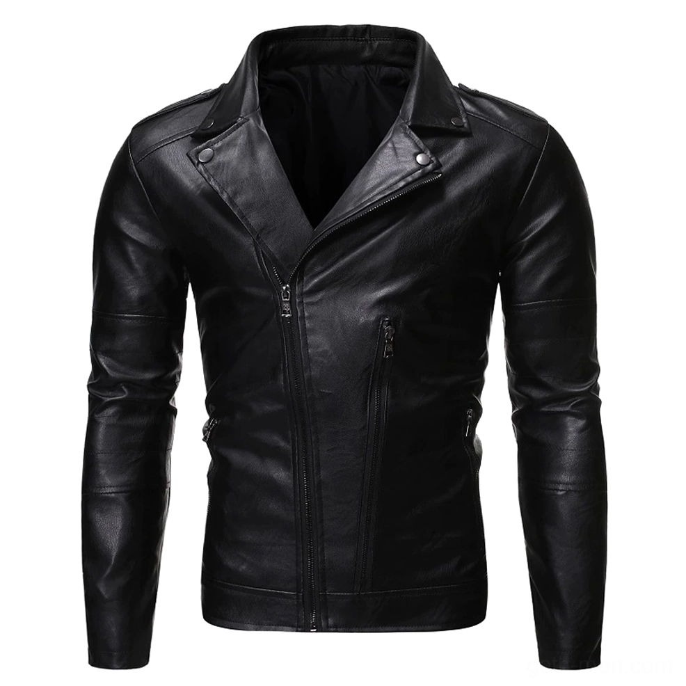 Army green PU leather gothic moto jacket with asymmetrical zipper - alternative style front