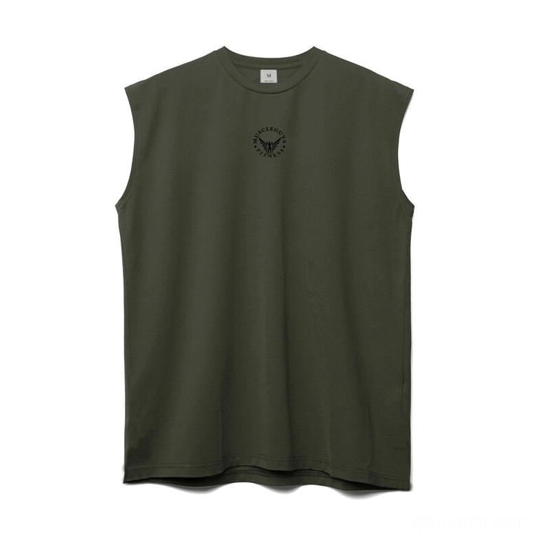 Army green gothic mesh tank top flat lay front view displaying sleeveless fit