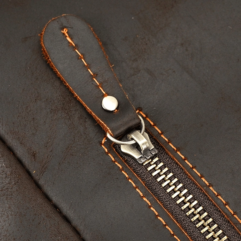 Authentic cow leather gothic backpack with contrast stitching and traditional craftsmanship