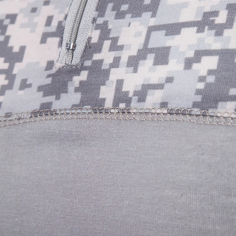 Hem and side seam detail of black python camo tactical sweatshirt demonstrating quality broadcloth fabric