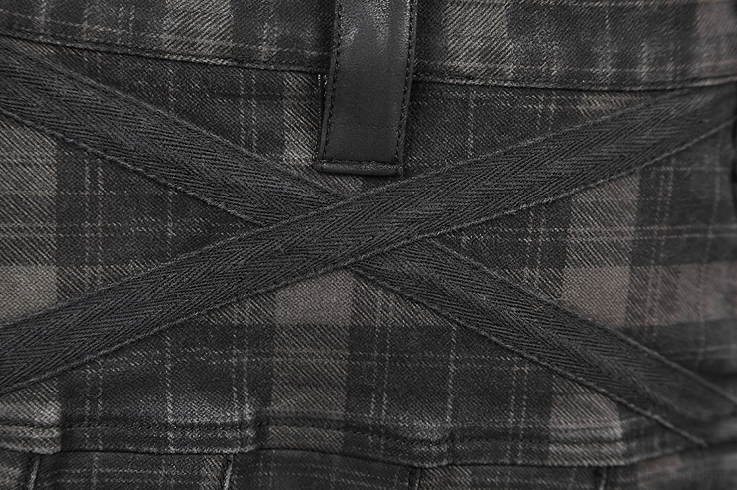 Black cargo kilt worn full-length detail shot showing utility pocket functionality and fit