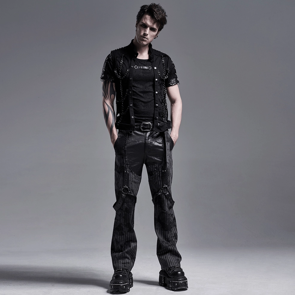 Black chain gothic harness vest adjustable chain placement, customizable configuration, alternative fashion flexibility