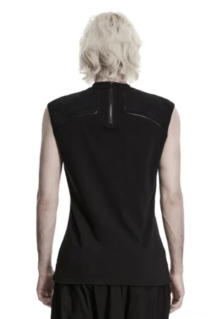 Black gothic sleeveless tank top back view showing rear zipper closure