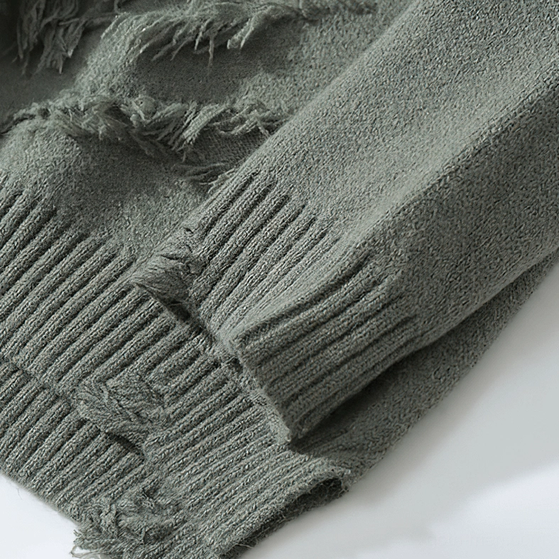Oversized distressed gothic knit jumper full product shot on mannequin in black