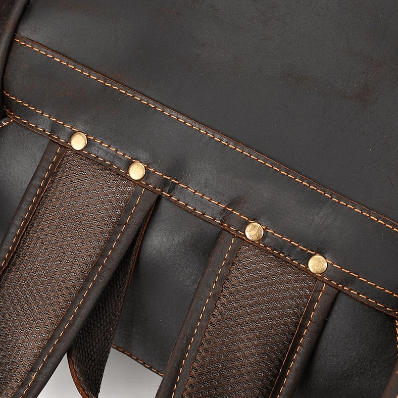 Black genuine leather gothic backpack showing versatile unisex design and minimalist aesthetic