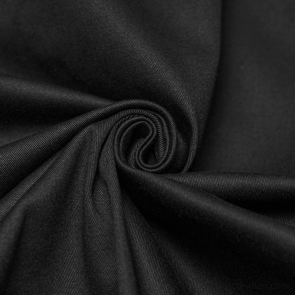 Black gothic armor twill shirt sleeve detail showing fitted construction and metal eyelet accents on woven fabric material