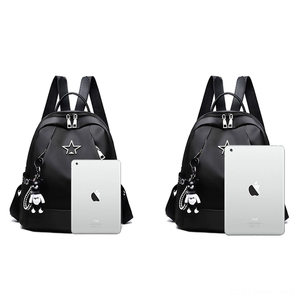 Black gothic backpack lifestyle view perfect for alternative fashion and urban streetwear styling