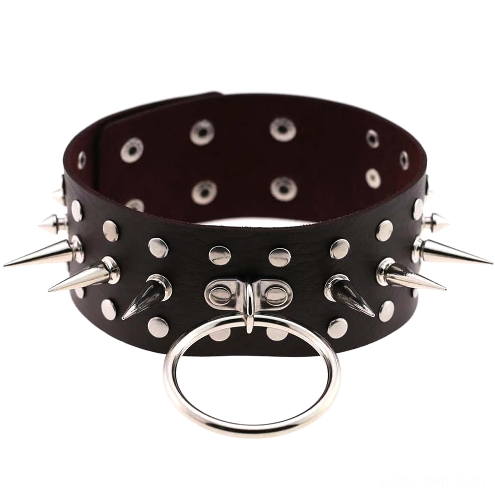 Black oversized spike choker flat lay showing standard spike pattern and band width