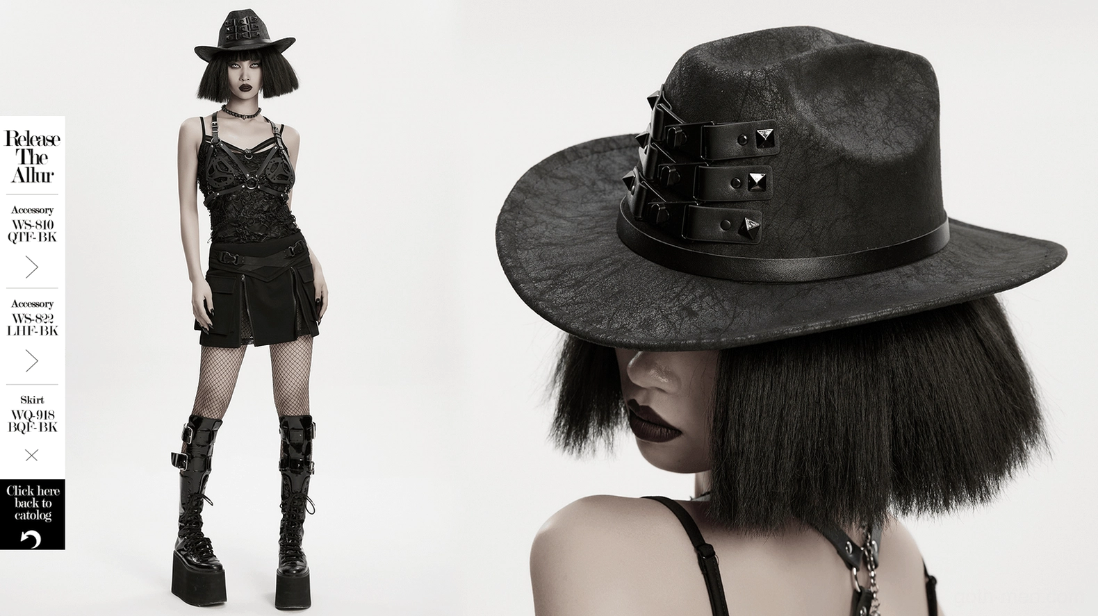 Black suede gothic cowboy hat main product showcase front view