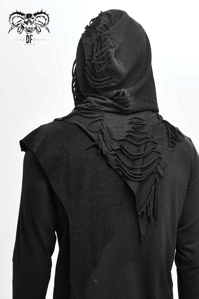Black gothic hoodie versatility showcase, layering options, alternative styling examples