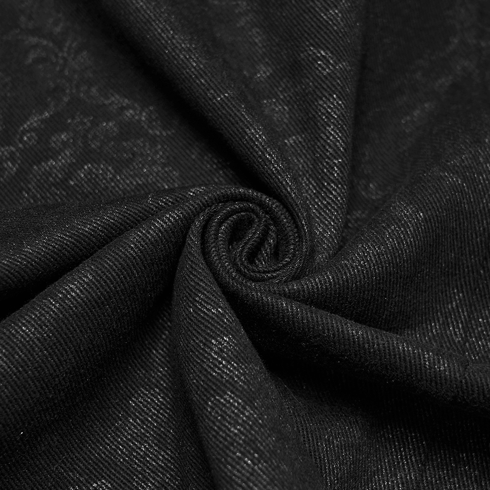 Black gothic kilt chain hardware detail macro showing industrial metal elements and authentic goth craftsmanship