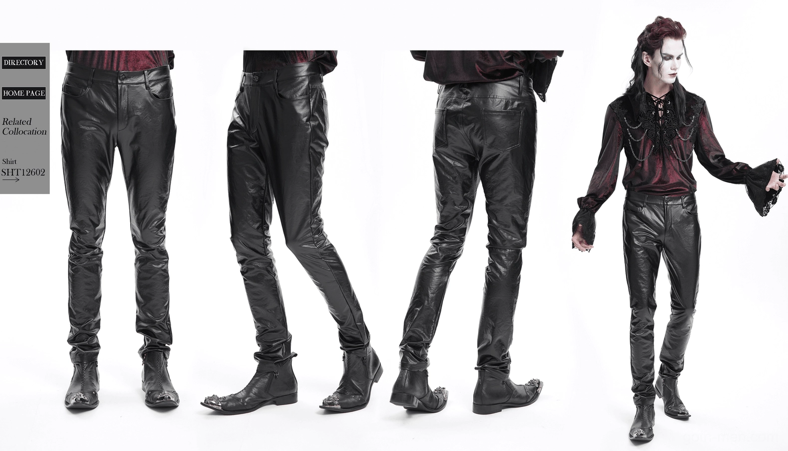 Full length black synthetic leather trousers casual alternative fashion styling guide