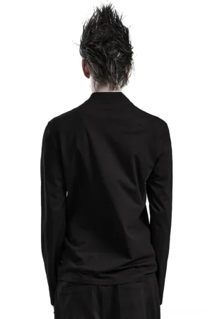 Black gothic sweatshirt back view showing clean minimalist design with high mock neck collar