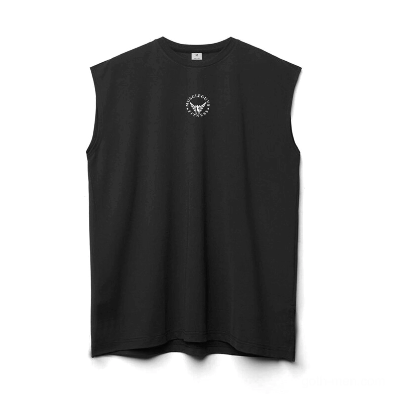Black gothic mesh tank top flat lay front view showing sleeveless cut and chest detail