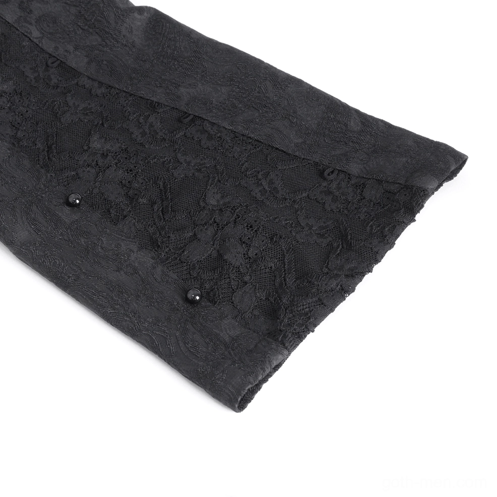 Black embroidered gothic pants product detail view of stitching and decoration