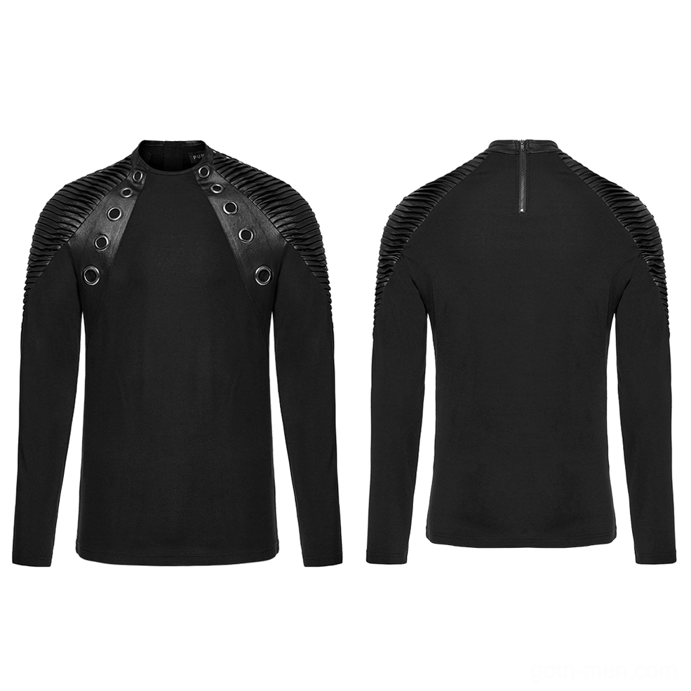 Black gothic top front and rear flat lay showing dual grommet shoulder design