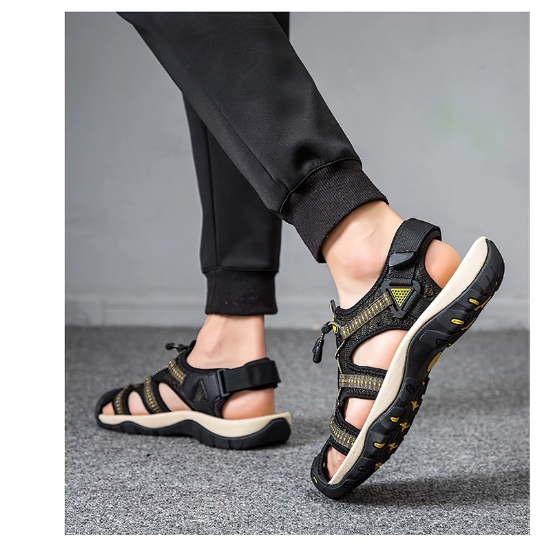 Black gothic sandals rear view sole pattern display drawstring closure detail