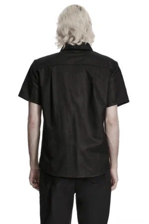 Black gothic suede shirt rear view showing clean back design
