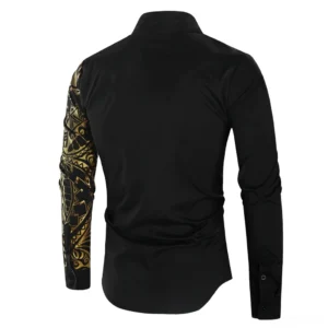 Black gothic shirt back view with checkered collar lining detail alternative fashion