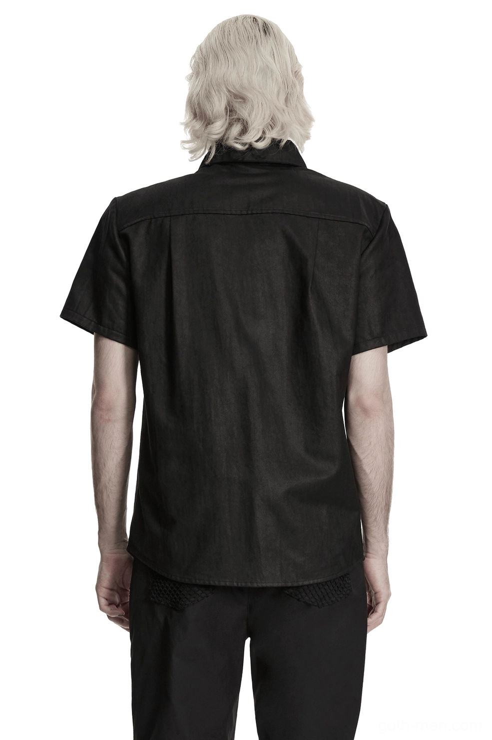 Black gothic suede shirt rear view showing clean back design