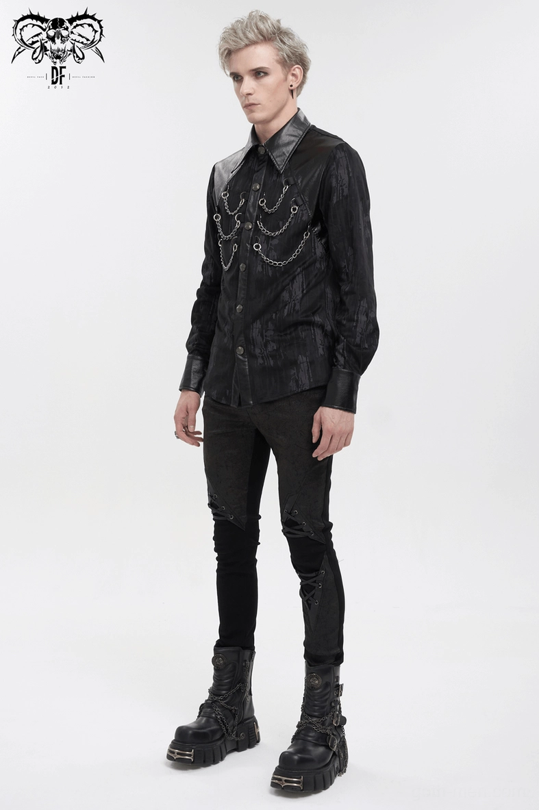 Black gothic men's shirt product photography full front professional studio shot