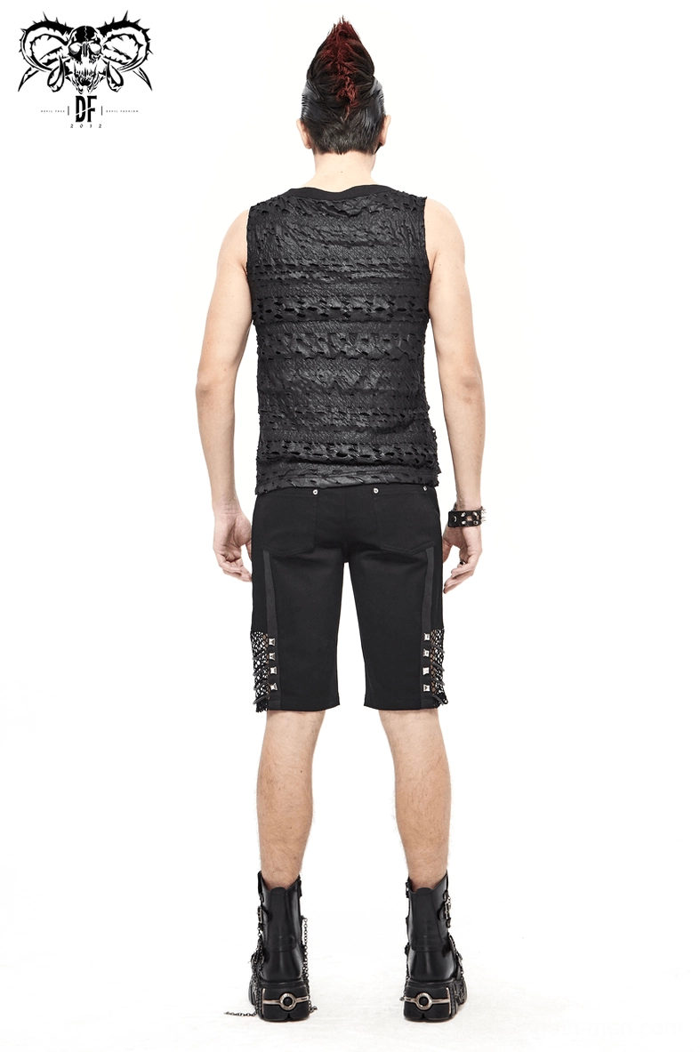Black gothic shorts complete construction showing all design elements and details