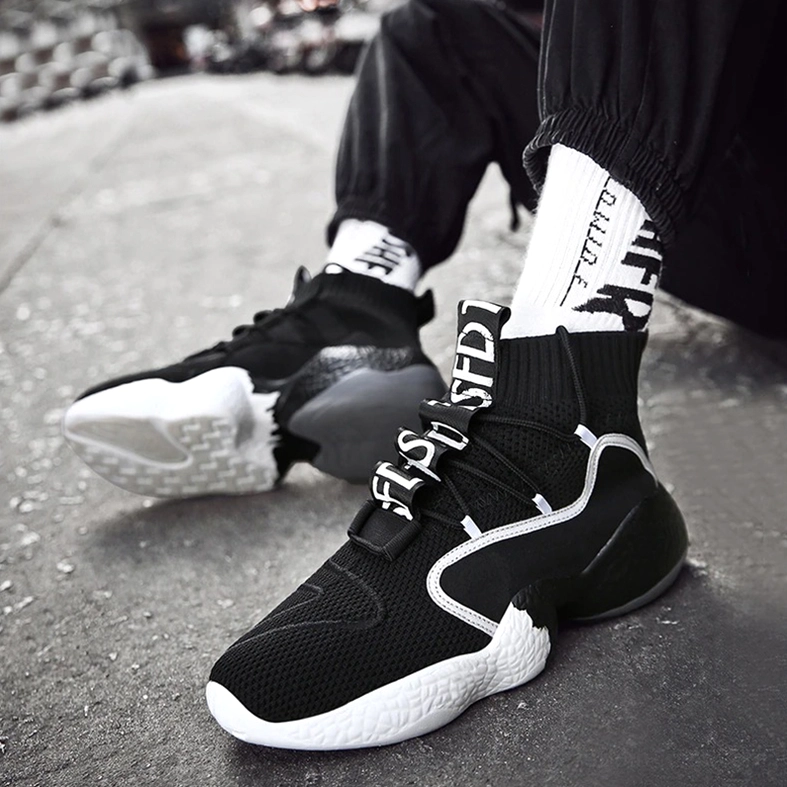 Black gothic sneaker with colorful accents premium air mesh upper street wear alternative fashion