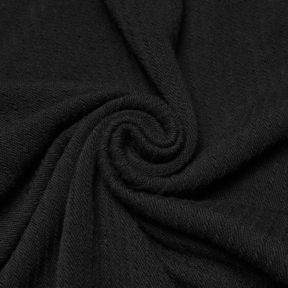 Black gothic men's sweatshirt with mock neck collar and lace shoulder accents - detail shot