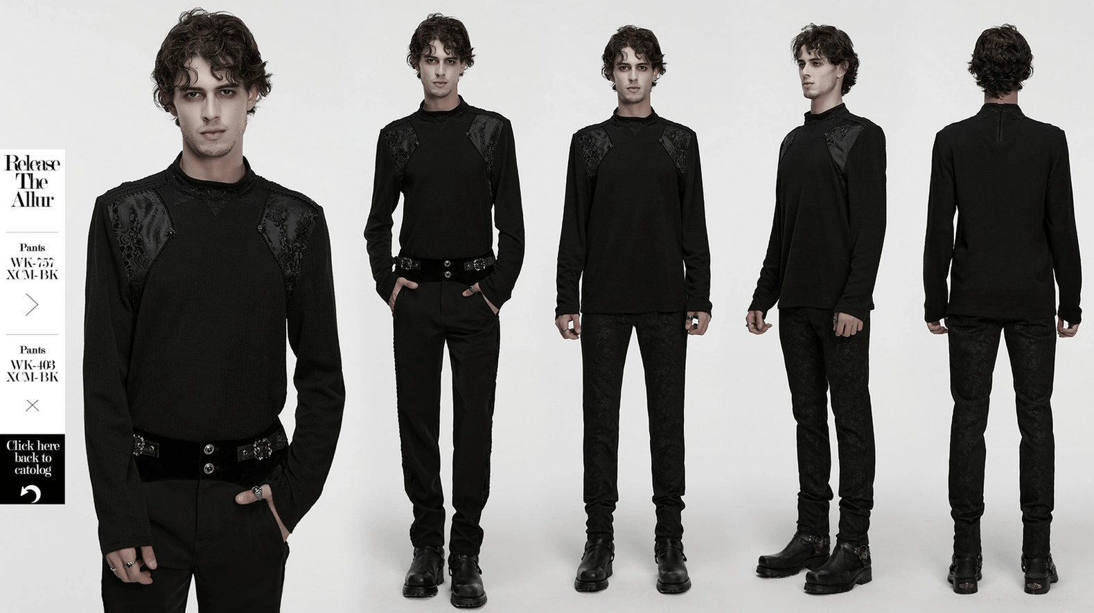 Black gothic sweatshirt full product overview - fitted silhouette with lace details