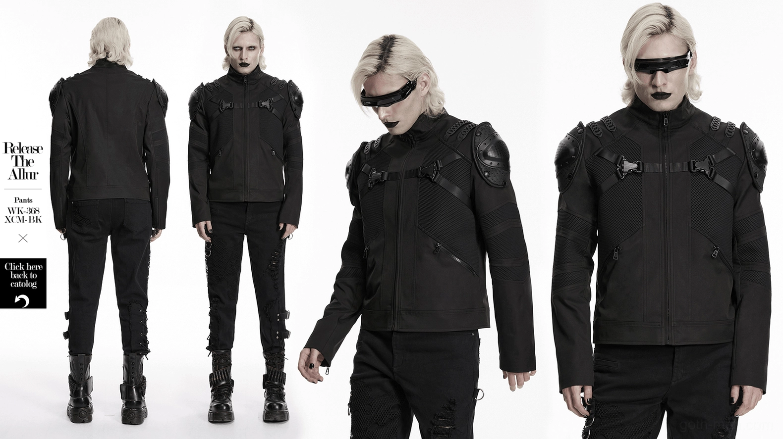 Black Gothic Tactical Jacket - Comprehensive Detail View of All Design Elements