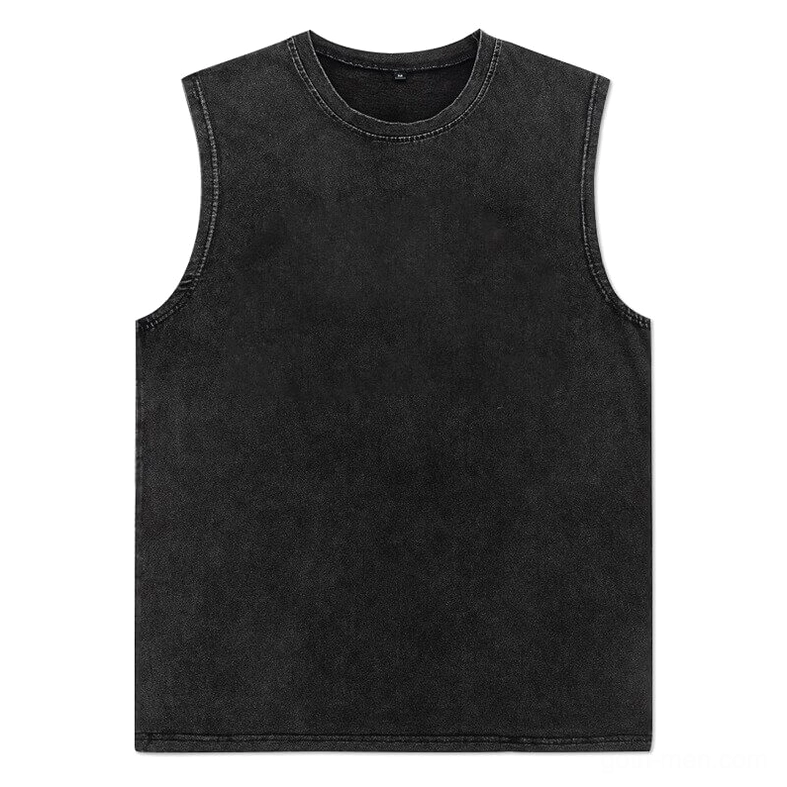 Unprinted front view of black gothic tank top showing solid sleeveless crew neck design
