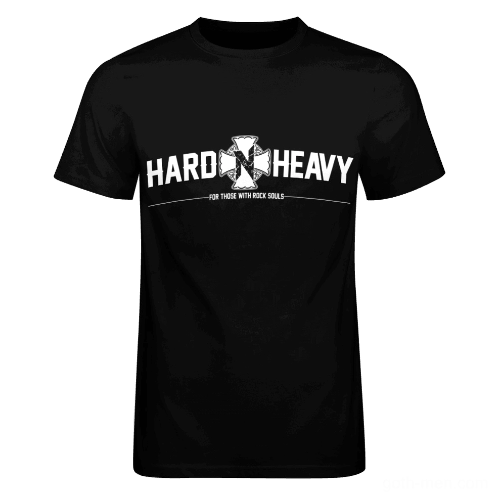 Black gothic crew neck t-shirt flat lay front angle