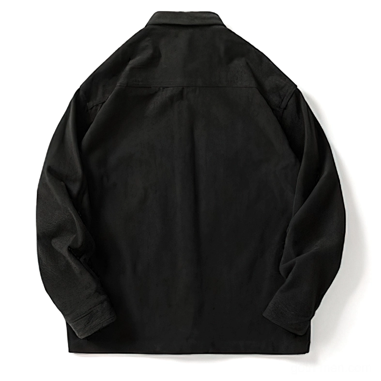 Black waffle texture gothic shirt back view flat lay - solid goth aesthetic rear details