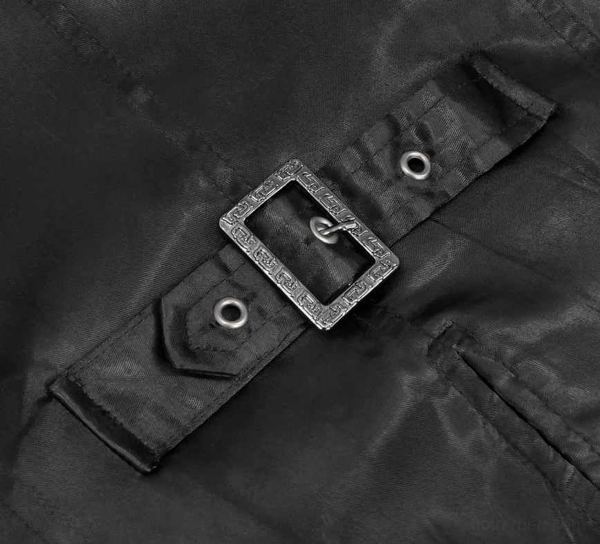 Black gothic men's waistcoat alternative angle showing button closure and tailored construction