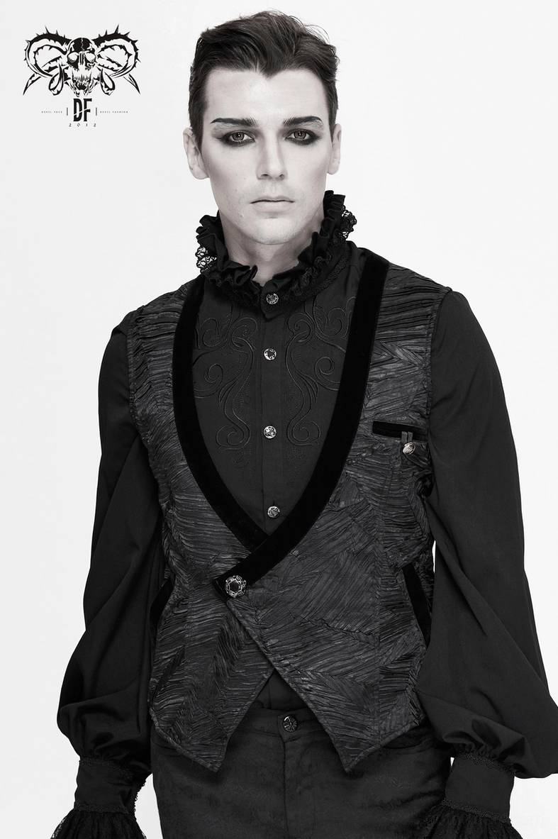 Black gothic men's waistcoat versatile styling option for club wear and alternative fashion