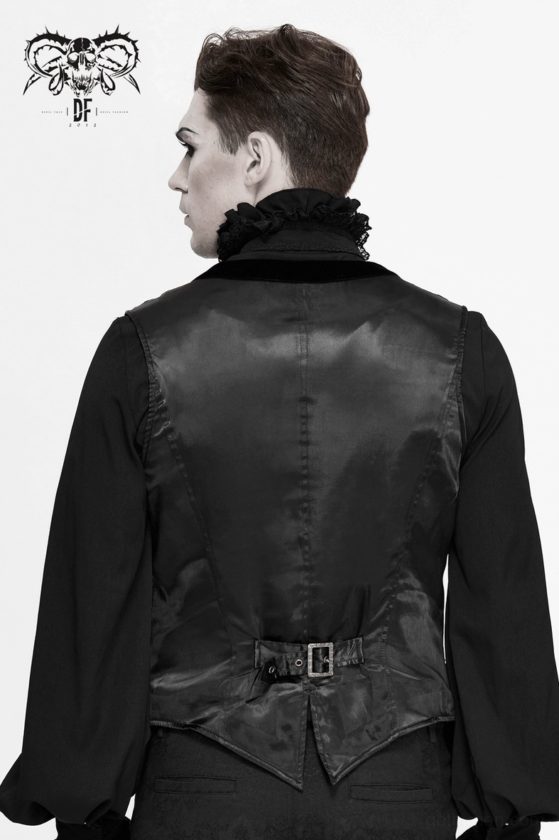 Black gothic waistcoat paired with gothic jewelry and accessories for complete aesthetic expression