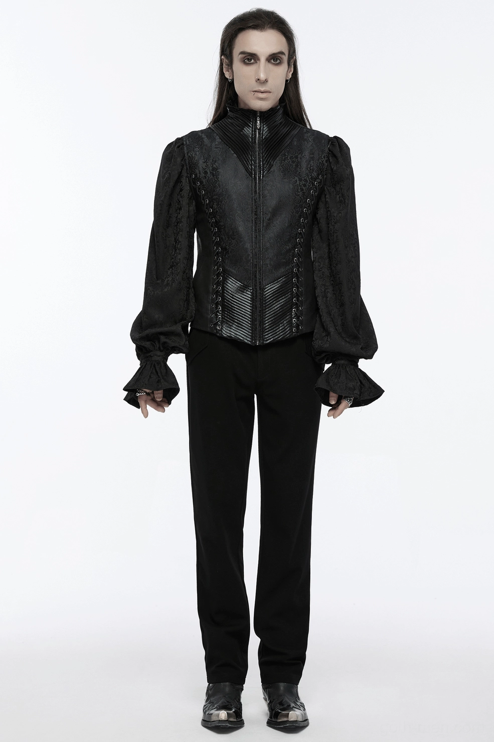 Black gothic waistcoat complete styling and measurements reference for fit guide