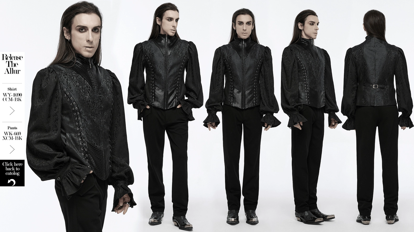 Black gothic waistcoat layering styling option with dress shirt and gothic accessories