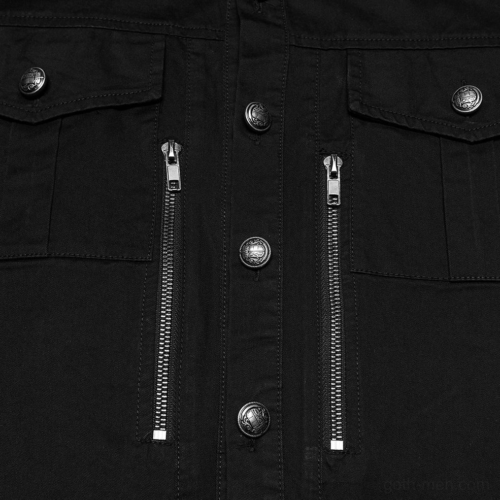 Black gothic workwear shirt rear flat lay showing back seam detail and curved hem construction