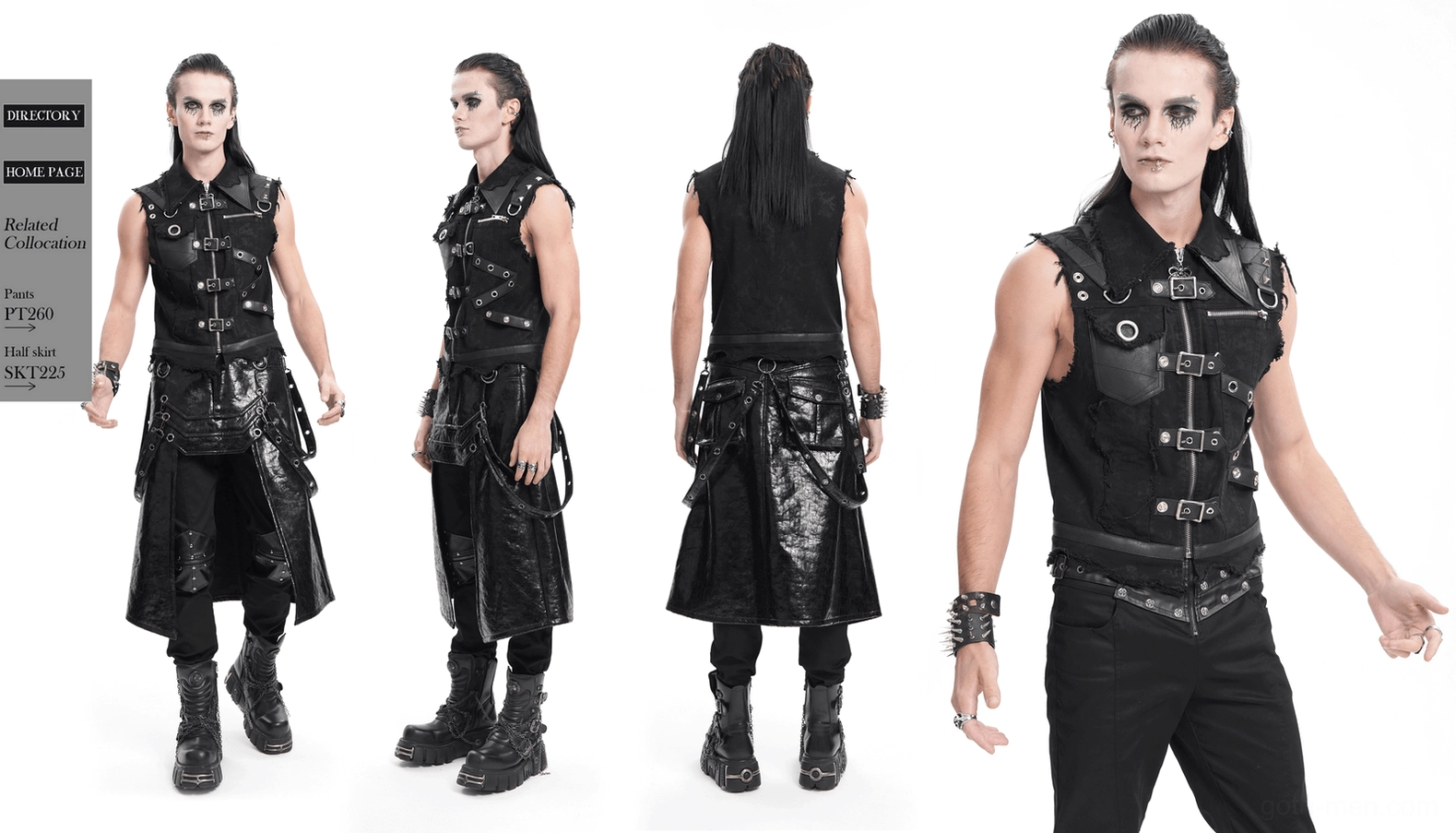 Black gothic zipper vest complete product view alternative fashion streetwear