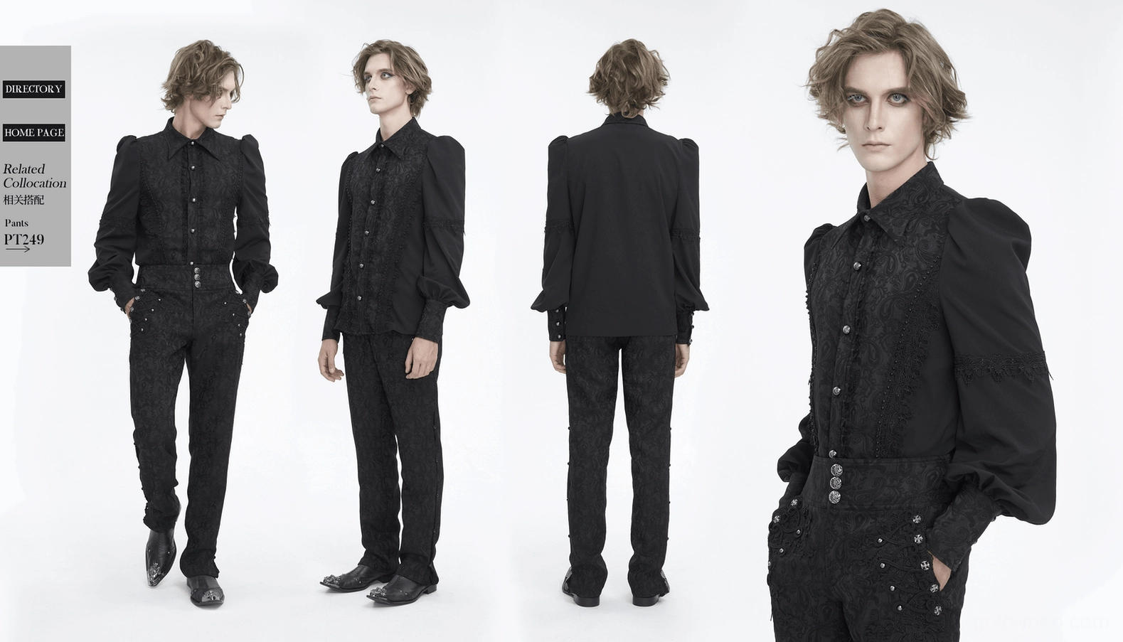 Black lace gothic shirt size guide and measurement chart for proper fit selection