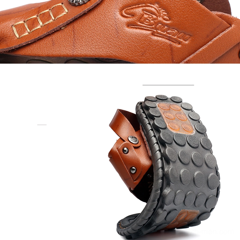 Men's black leather gothic ankle-wrap sandals slip-on flip-flops main product view