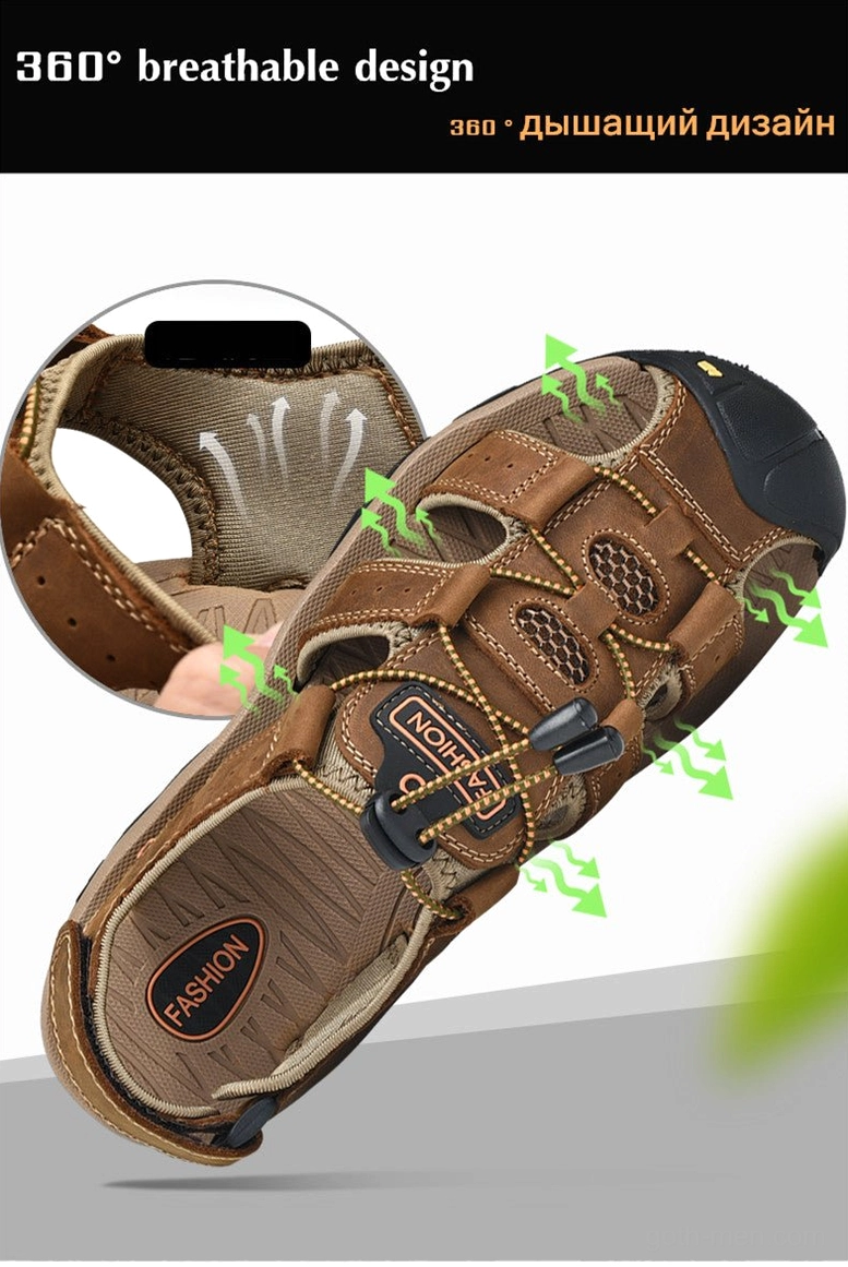 Men's black leather gothic sandals with industrial buckle strap design and reinforced construction