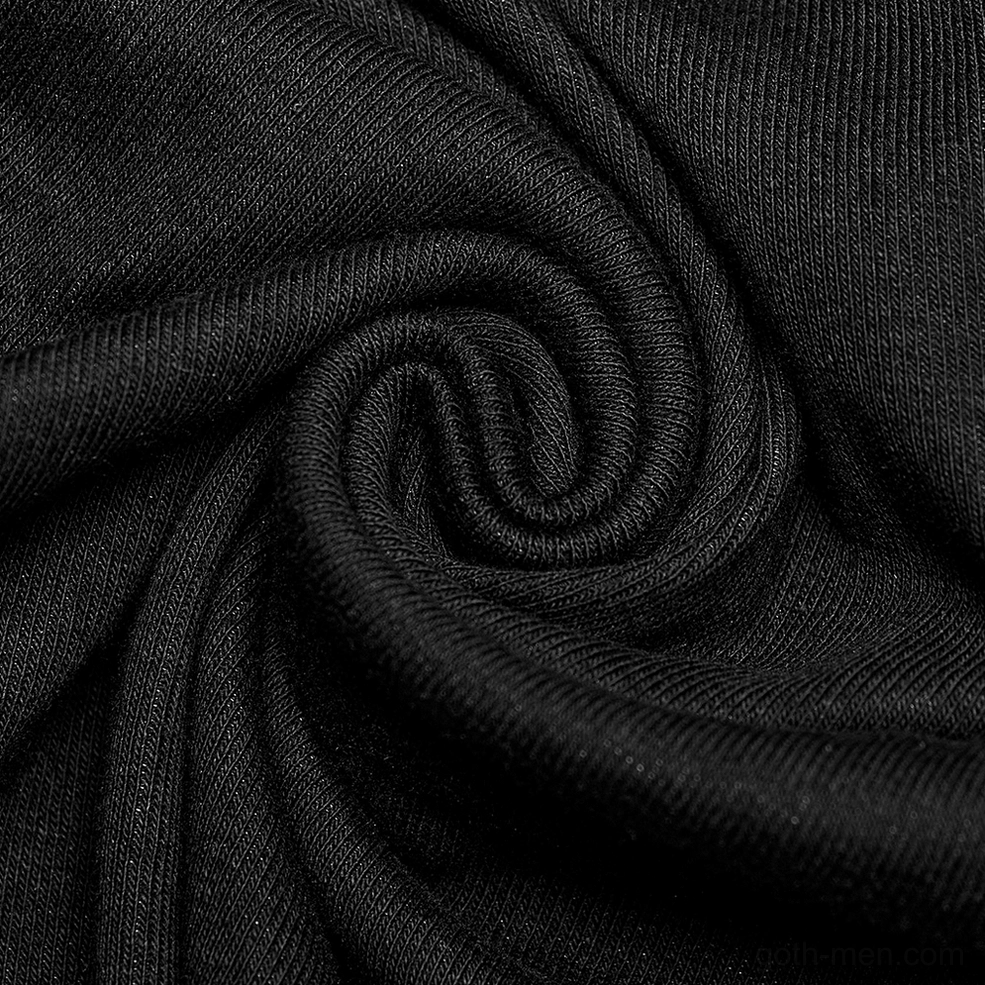 Black mesh gothic hooded t-shirt additional detail view showcasing design elements and construction